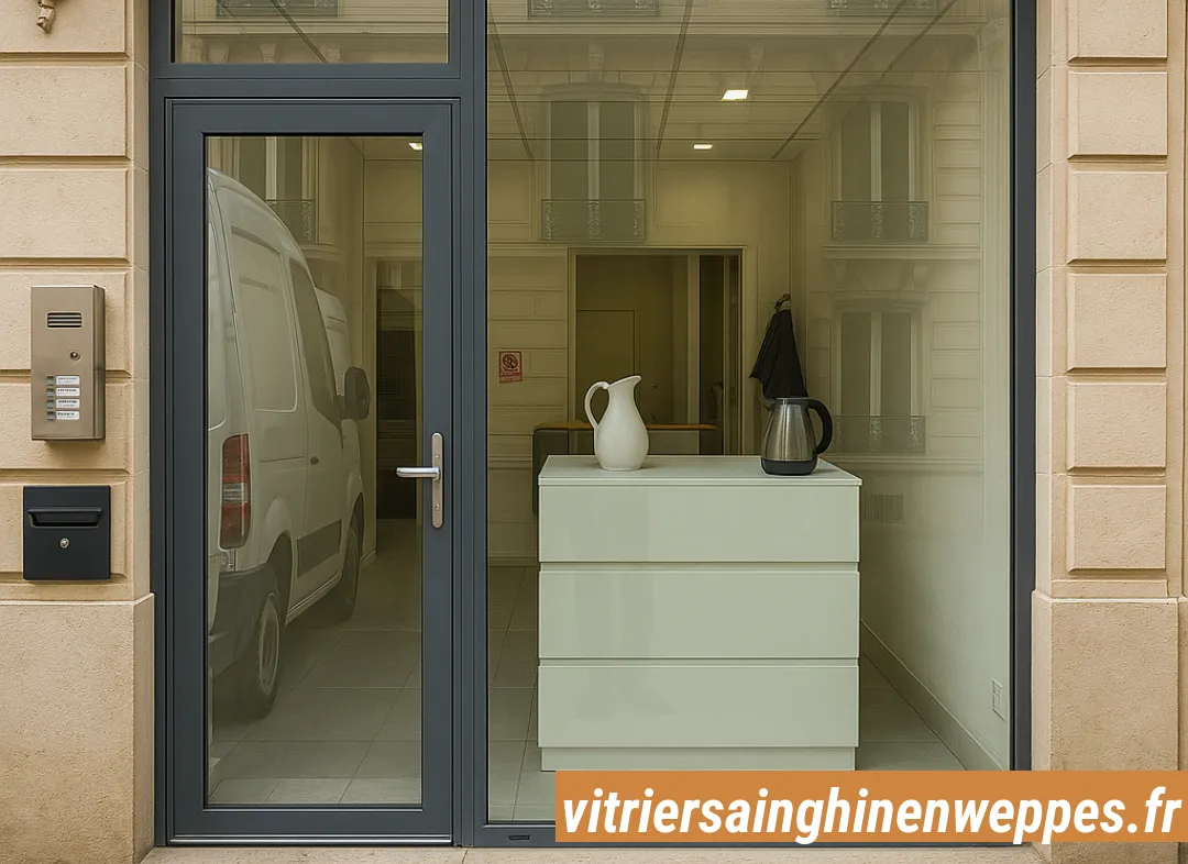 Façade vitrine de magasin en aluminium sur mesure à Sainghin-en-Weppes